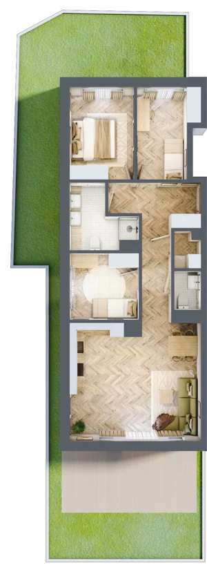 4 pokoje, mieszkanie 76,95 m², piętro 2, oferta nr A2.A.2.01, Prado, Katowice, Piotrowice-Ochojec, Piotrowice, ul. Wojska Polskiego