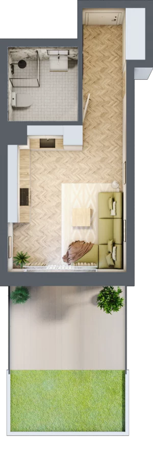 1 pokój, mieszkanie 26,85 m², parter, oferta nr A1.A.0.02, Prado, Katowice, Piotrowice-Ochojec, Piotrowice, ul. Wojska Polskiego