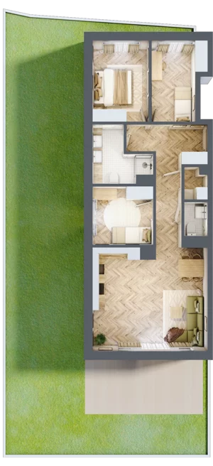 4 pokoje, mieszkanie 76,95 m², piętro 2, oferta nr A2.A.2.01, Prado, Katowice, Piotrowice-Ochojec, Piotrowice, ul. Wojska Polskiego