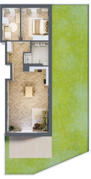 3 pokoje, mieszkanie 73,04 m², parter, oferta nr A3.A.0.03, Prado, Katowice, Piotrowice-Ochojec, Piotrowice, ul. Wojska Polskiego