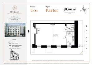 Lokal użytkowy 58,00 m², oferta nr U01, Niecała Prestige Residence - lokale użytkowe, Lublin, Śródmieście, ul. Niecała 20