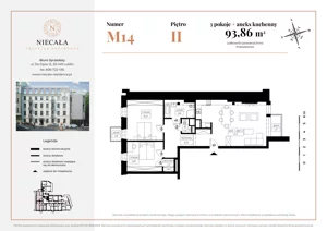 3 pokoje, apartament 93,86 m², piętro 2, oferta nr M14, Niecała Prestige Residence, Lublin, Śródmieście, ul. Niecała 20