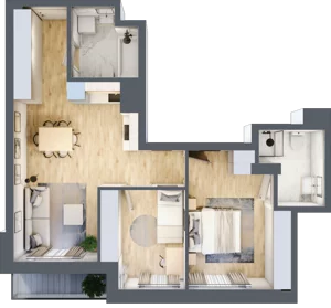 3 pokoje, mieszkanie 60,96 m², piętro 5, oferta nr Giserska 5/90, Panorama Ursus, Warszawa, Ursus, Szamoty, ul. Giserska 5