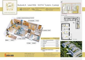Mieszkanie trzypokojowe 54,97 m², Ostrów Mazowiecka, płk. Dyplomowanego Ludwika Bociańskiego, Sprzedaż