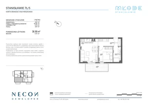 2 pokoje, mieszkanie 36,99 m², piętro 1, oferta nr B11-5, Młode Stanisławie - bud B10, B11, Stanisławie, ul. Stanisławie 7A