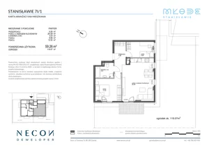3 pokoje, mieszkanie 59,26 m², parter, oferta nr B8-1, Młode Stanisławie - bud B8, B9, Stanisławie, ul. Stanisławie 7A