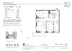 4 pokoje, mieszkanie 75,28 m², piętro 1, oferta nr M17, Moniuszki 30, Kościerzyna, ul. Moniuszki 30