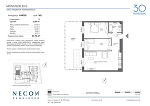 3 pokoje, mieszkanie 67,73 m², parter, oferta nr M2, Moniuszki 30, Kościerzyna, ul. Moniuszki 30