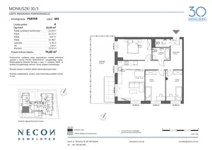 4 pokoje, mieszkanie 74,82 m², parter, oferta nr M3, Moniuszki 30, Kościerzyna, ul. Moniuszki 30