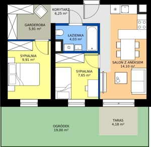 3 pokoje, mieszkanie 47,85 m², parter, oferta nr 63, Apartamenty Barbary 19, Katowice, Śródmieście, ul. Barbary 19