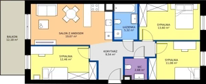 4 pokoje, mieszkanie 74,35 m², piętro 2, oferta nr 49, Apartamenty Barbary 19, Katowice, Śródmieście, ul. Barbary 19
