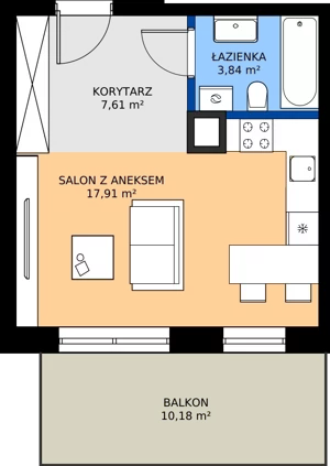 1 pokój, mieszkanie 29,36 m², piętro 2, oferta nr 53, Apartamenty Barbary 19, Katowice, Śródmieście, ul. Barbary 19
