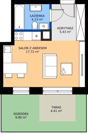 1 pokój, mieszkanie 27,28 m², parter, oferta nr 40, Apartamenty Barbary 19, Katowice, Śródmieście, ul. Barbary 19