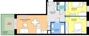 3 pokoje, mieszkanie 60,70 m², parter, oferta nr 8, Apartamenty Barbary 19, Katowice, Śródmieście, ul. Barbary 19