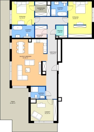 4 pokoje, penthouse 149,96 m², piętro 4, oferta nr 61, Apartamenty Barbary 19, Katowice, Śródmieście, ul. Barbary 19