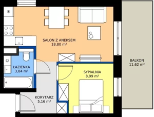 2 pokoje, mieszkanie 36,79 m², piętro 3, oferta nr 27, Apartamenty Barbary 19, Katowice, Śródmieście, ul. Barbary 19