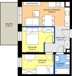 3 pokoje, mieszkanie 42,65 m², piętro 1, oferta nr 15, Apartamenty Barbary 19, Katowice, Śródmieście, ul. Barbary 19