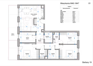 5 pokoi, mieszkanie 104,06 m², piętro 2, oferta nr 46_47, Apartamenty Barbary 19, Katowice, Śródmieście, ul. Barbary 19