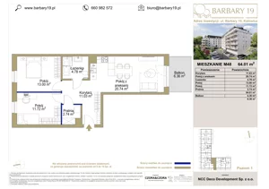 3 pokoje, mieszkanie 64,01 m², piętro 1, oferta nr 48, Apartamenty Barbary 19, Katowice, Śródmieście, ul. Barbary 19