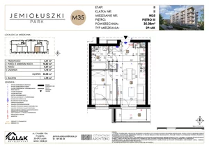 2 pokoje, mieszkanie 35,08 m², piętro 3, oferta nr A2_M35/P, Jemiołuszki Park II, Lublin, Węglin Południowy, ul. Jemiołuszki