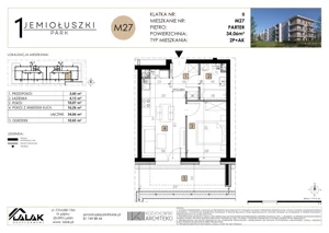 2 pokoje, mieszkanie 34,06 m², parter, oferta nr M27, Jemiołuszki Park, Lublin, Węglin Południowy, ul. Jemiołuszki