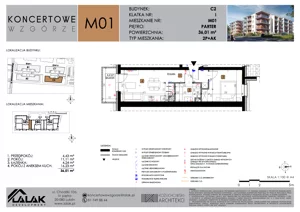 2 pokoje, mieszkanie 36,01 m², parter, oferta nr C2_M1/P, Koncertowe Wzgórze - Budynek C2, Lublin, Czechów Północny, ul. Koncertowa