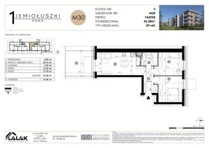 3 pokoje, mieszkanie 55,38 m², parter, oferta nr M30, Jemiołuszki Park, Lublin, Węglin Południowy, ul. Jemiołuszki