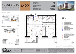 3 pokoje, mieszkanie 45,60 m², parter, oferta nr C2_M22/P, Koncertowe Wzgórze - Budynek C2, Lublin, Czechów Północny, ul. Koncertowa