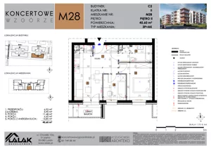 3 pokoje, mieszkanie 45,60 m², piętro 2, oferta nr C2_M28/II, Koncertowe Wzgórze - Budynek C2, Lublin, Czechów Północny, ul. Koncertowa