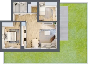 3 pokoje, mieszkanie 56,57 m², piętro 2, oferta nr A17, Osiedle Zuchów, Łódź, Górna, Rokicie, ul. Zuchów 4