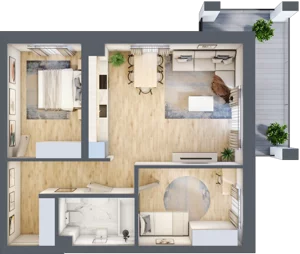 3 pokoje, mieszkanie 62,21 m², piętro 1, oferta nr A13, Osiedle Zuchów, Łódź, Górna, Rokicie, ul. Zuchów 4