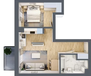 2 pokoje, mieszkanie 42,18 m², piętro 1, oferta nr A11, Osiedle Zuchów, Łódź, Górna, Rokicie, ul. Zuchów 4