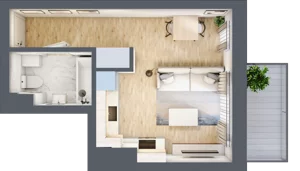 1 pokój, mieszkanie 27,19 m², piętro 3, oferta nr A31, Osiedle Zuchów, Łódź, Górna, Rokicie, ul. Zuchów 4