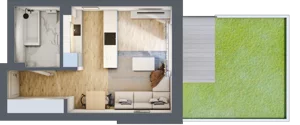 1 pokój, mieszkanie 29,22 m², piętro 2, oferta nr A22, Osiedle Zuchów, Łódź, Górna, Rokicie, ul. Zuchów 4