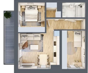 3 pokoje, mieszkanie 53,52 m², piętro 3, oferta nr A26, Osiedle Zuchów, Łódź, Górna, Rokicie, ul. Zuchów 4