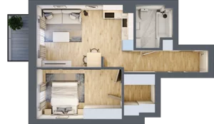 2 pokoje, mieszkanie 46,24 m², piętro 1, oferta nr D13, Osiedle Zuchów, Łódź, Górna, Rokicie, ul. Zuchów 4