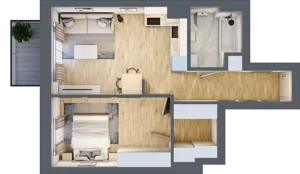 2 pokoje, mieszkanie 46,14 m², piętro 2, oferta nr D22, Osiedle Zuchów, Łódź, Górna, Rokicie, ul. Zuchów 4