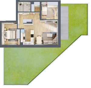 3 pokoje, mieszkanie 59,98 m², piętro 1, oferta nr D10, Osiedle Zuchów, Łódź, Górna, Rokicie, ul. Zuchów 4
