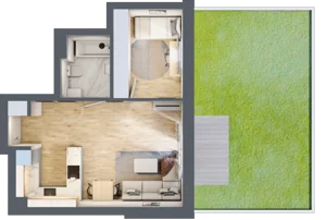 2 pokoje, mieszkanie 42,71 m², parter, oferta nr D8, Osiedle Zuchów, Łódź, Górna, Rokicie, ul. Zuchów 4