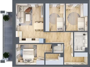 4 pokoje, mieszkanie 73,62 m², piętro 2, oferta nr D23, Osiedle Zuchów, Łódź, Górna, Rokicie, ul. Zuchów 4