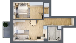 2 pokoje, mieszkanie 44,23 m², piętro 1, oferta nr D12, Osiedle Zuchów, Łódź, Górna, Rokicie, ul. Zuchów 4