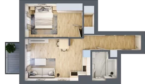 2 pokoje, mieszkanie 43,92 m², piętro 3, oferta nr D30, Osiedle Zuchów, Łódź, Górna, Rokicie, ul. Zuchów 4