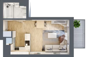 1 pokój, mieszkanie 28,03 m², piętro 3, oferta nr D27, Osiedle Zuchów, Łódź, Górna, Rokicie, ul. Zuchów 4