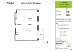 3 pokoje, mieszkanie 50,54 m², piętro 1, oferta nr OP/A1/P1/07, Osiedle Pogodne, Puck, ul. Pogodna