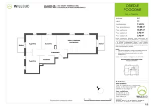 4 pokoje, mieszkanie 73,07 m², piętro 2, oferta nr OP/A1/P2/11, Osiedle Pogodne, Puck, ul. Pogodna