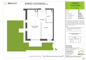2 pokoje, mieszkanie 44,31 m², parter, oferta nr OP/A2/P0/05, Osiedle Pogodne, Puck, ul. Pogodna