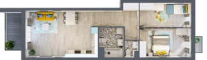 3 pokoje, mieszkanie 66,63 m², piętro 2, oferta nr A-B2M3, Osiedle Blask, Łódź, Bałuty, ul. Smugowa 24