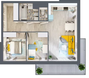 3 pokoje, mieszkanie 59,79 m², piętro 2, oferta nr A-A2M4, Osiedle Blask, Łódź, Bałuty, ul. Smugowa 24