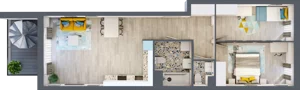 3 pokoje, mieszkanie 66,63 m², piętro 5, oferta nr A-B5M3, Osiedle Blask, Łódź, Bałuty, ul. Smugowa 24