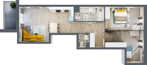 3 pokoje, mieszkanie 67,45 m², piętro 2, oferta nr A-A2M1, Osiedle Blask, Łódź, Bałuty, ul. Smugowa 24